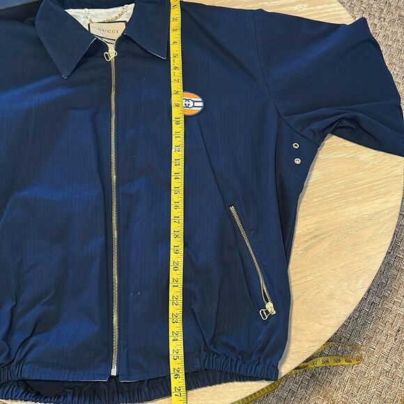 GUCCI navy blue logo appliqué bomber jacket - Picture 15 of 15